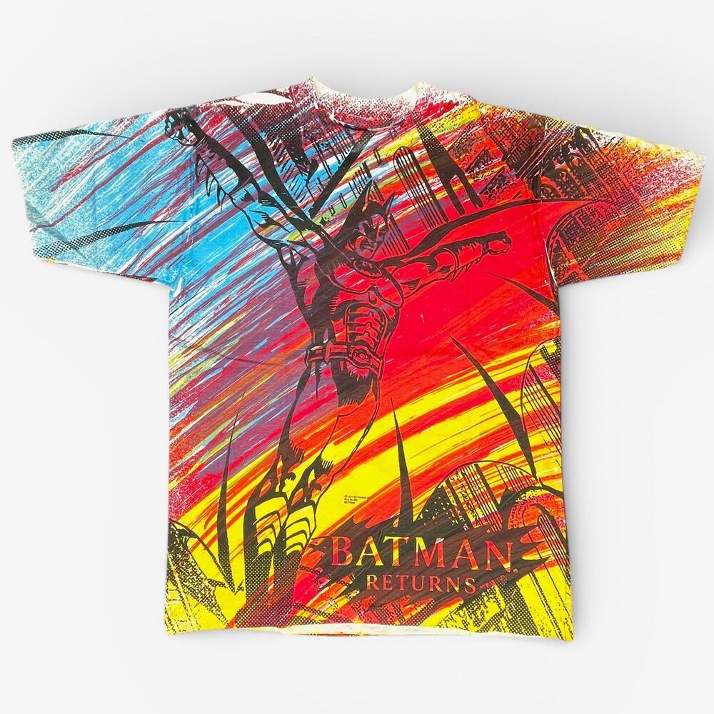 VNTG 1991 Batman Returns AOP Shirt - All Sport Proweight NEAR MINT size L 44